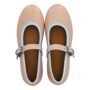 Angulus - Mary Jane Ballerinas mit Kontraststreifen | Blassrosa