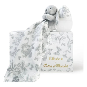 Elhée - Augustin le lapin Toile de Jouy medizinisches Silikon-Babyflaschen- und Schnuller-Set - Elhée x Tartine et Chocolat | Grau