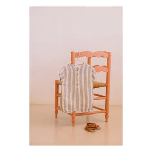 Studio Bohème - Combishort Bebecito Gestreift Bio-Baumwolle | Hellblau