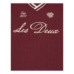 Les Deux - Organik Pamuklu Waffle Polo Tişört | Bordo
