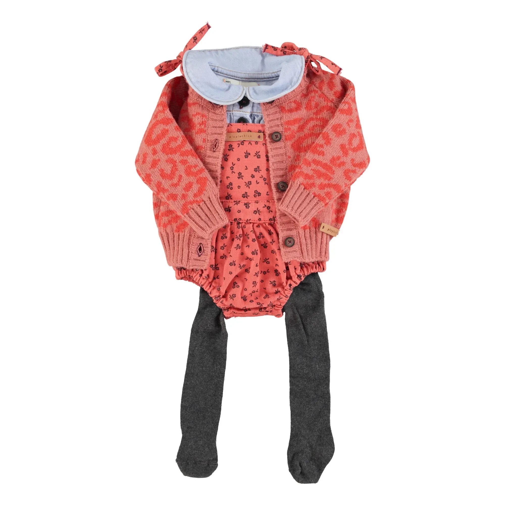 Piupiuchick - Strampler mit Blumenmuster | Koralle