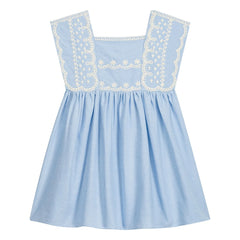 Louise Misha - Briska Bio-Baumwolle besticktes Kleid | Hellblau