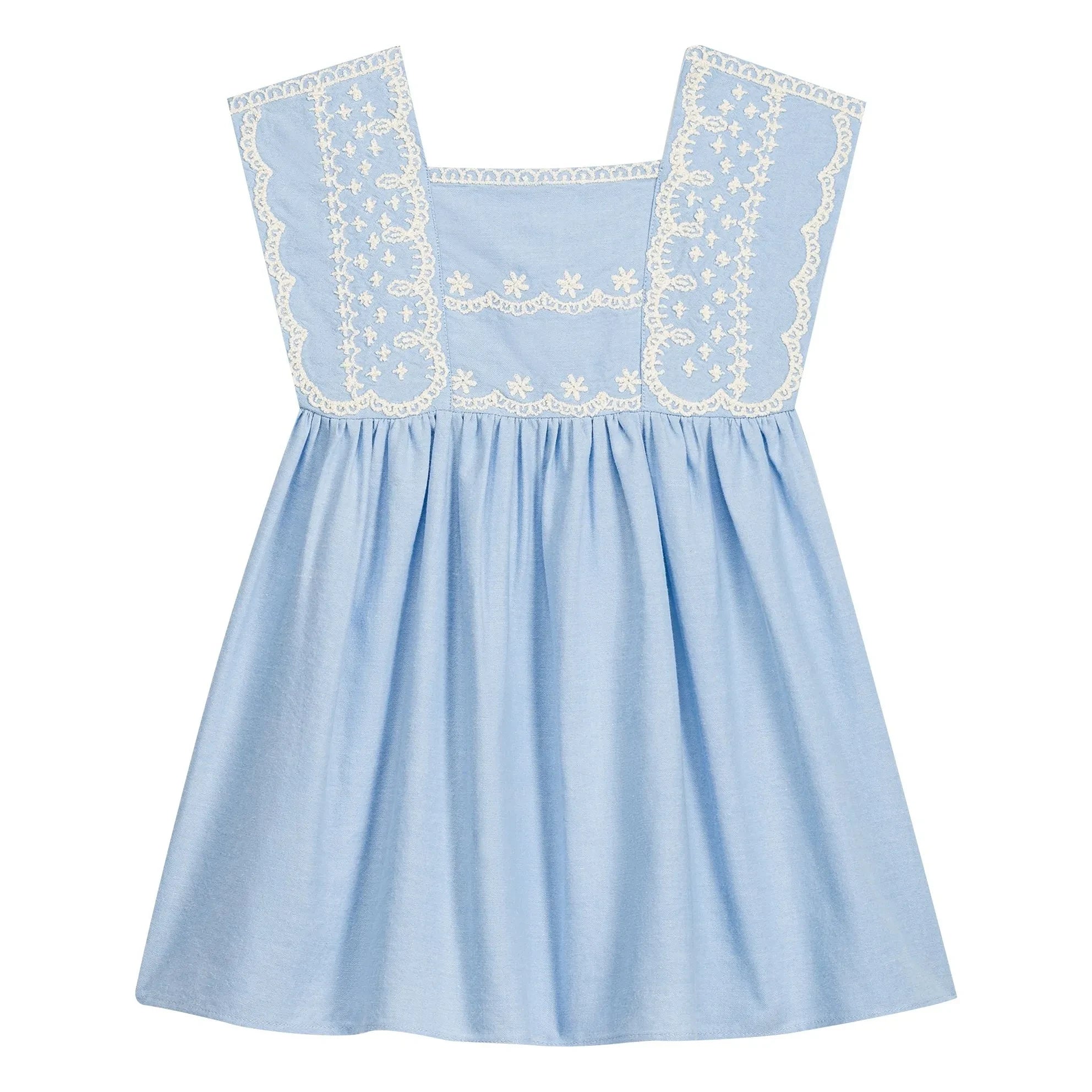 Louise Misha - Briska Bio-Baumwolle besticktes Kleid | Hellblau
