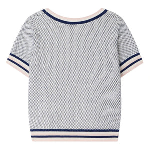 Bonpoint - Feinstrick-T-Shirt Limette aus Bio-Baumwolle | Blau