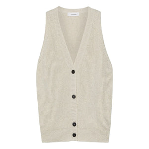Pomandère - Baumwoll- und Leinenstrickjacke | Creme