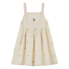 Emile et Ida - Kleid mit Zitronenstickerei | Creme