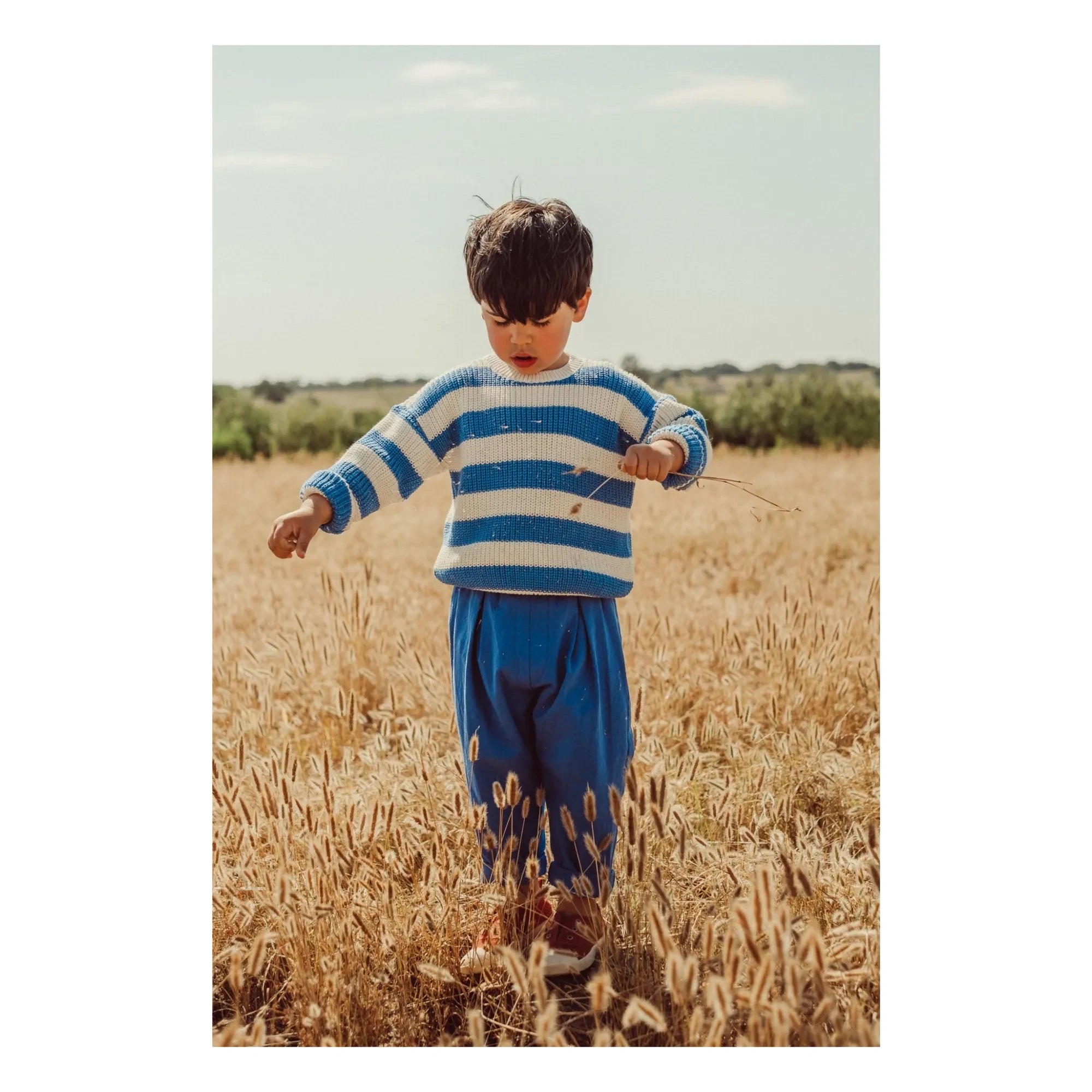 THE LiTTLE POETS - Gastão Gestreifter Pullover aus Bio-Baumwolle | Königsblau