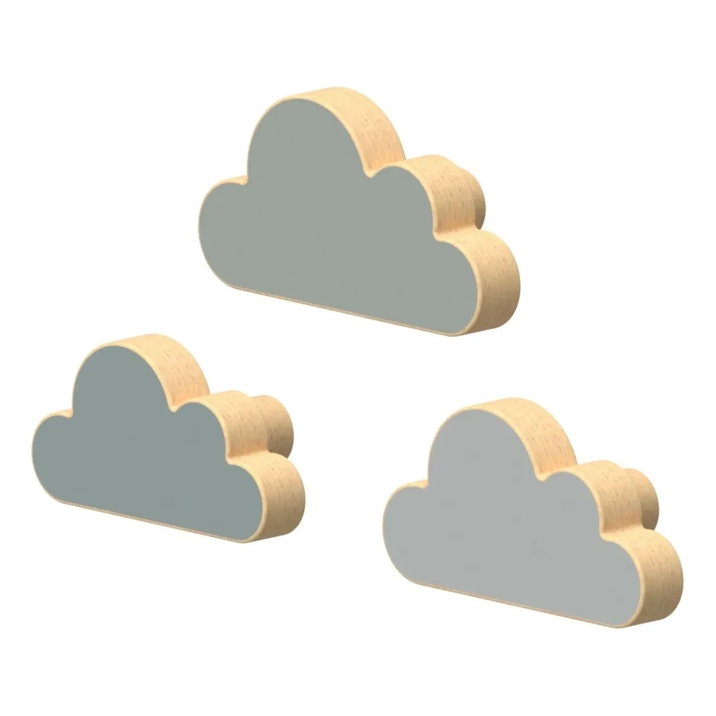 Cam Cam - Wolkenhaken-Set - 3 Stück | Grau-Blau