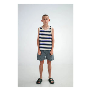 Repose AMS - Gestreifte Shorts aus Bio-Baumwolle mit elastischem Bund | Blau