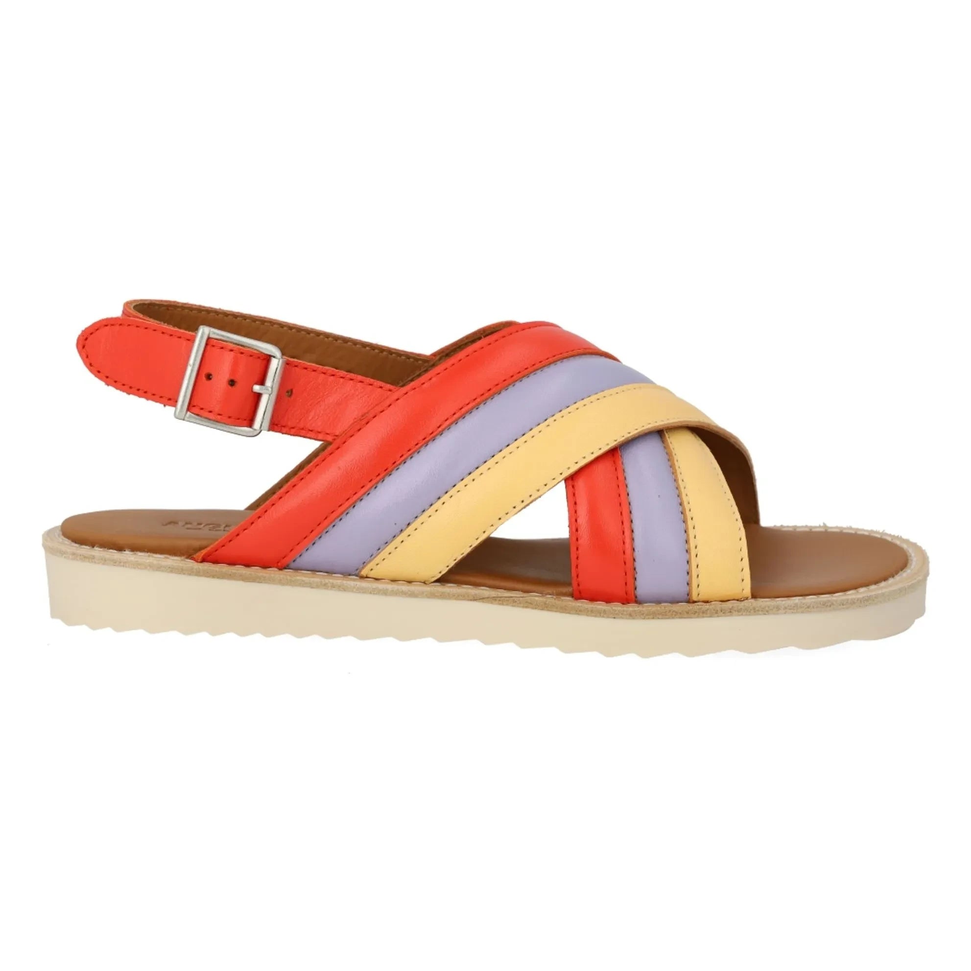 Angulus - Sandalen mit gekreuzten Riemen und Farbblock | Blassgelb