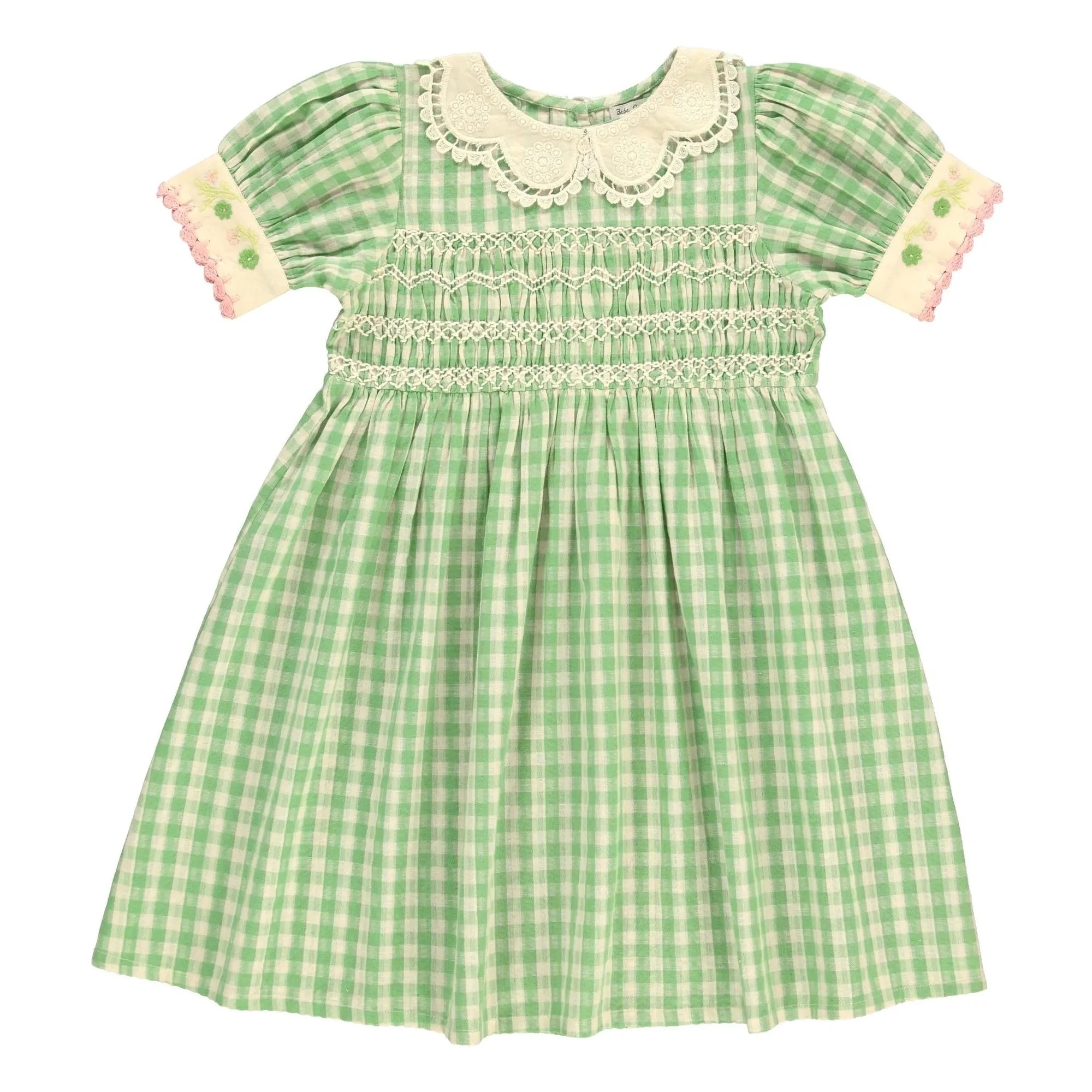 Bebe Organic - Tilia Karo-Smock-Kleid | Blassgrün