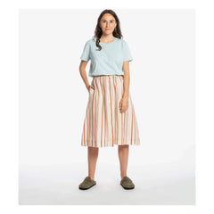 Matona - Gestreifter Leinen-Midi-Rock | Off-White