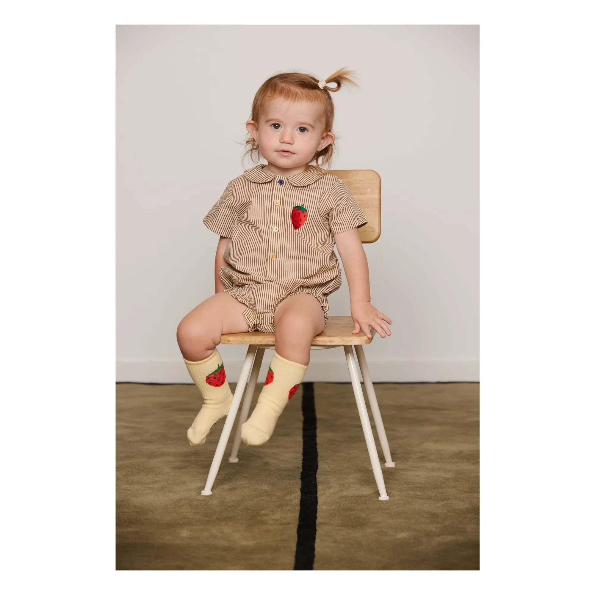 Mini Rodini - Gestreifter Bio-Baumwoll-Poplin-Overall | Braun
