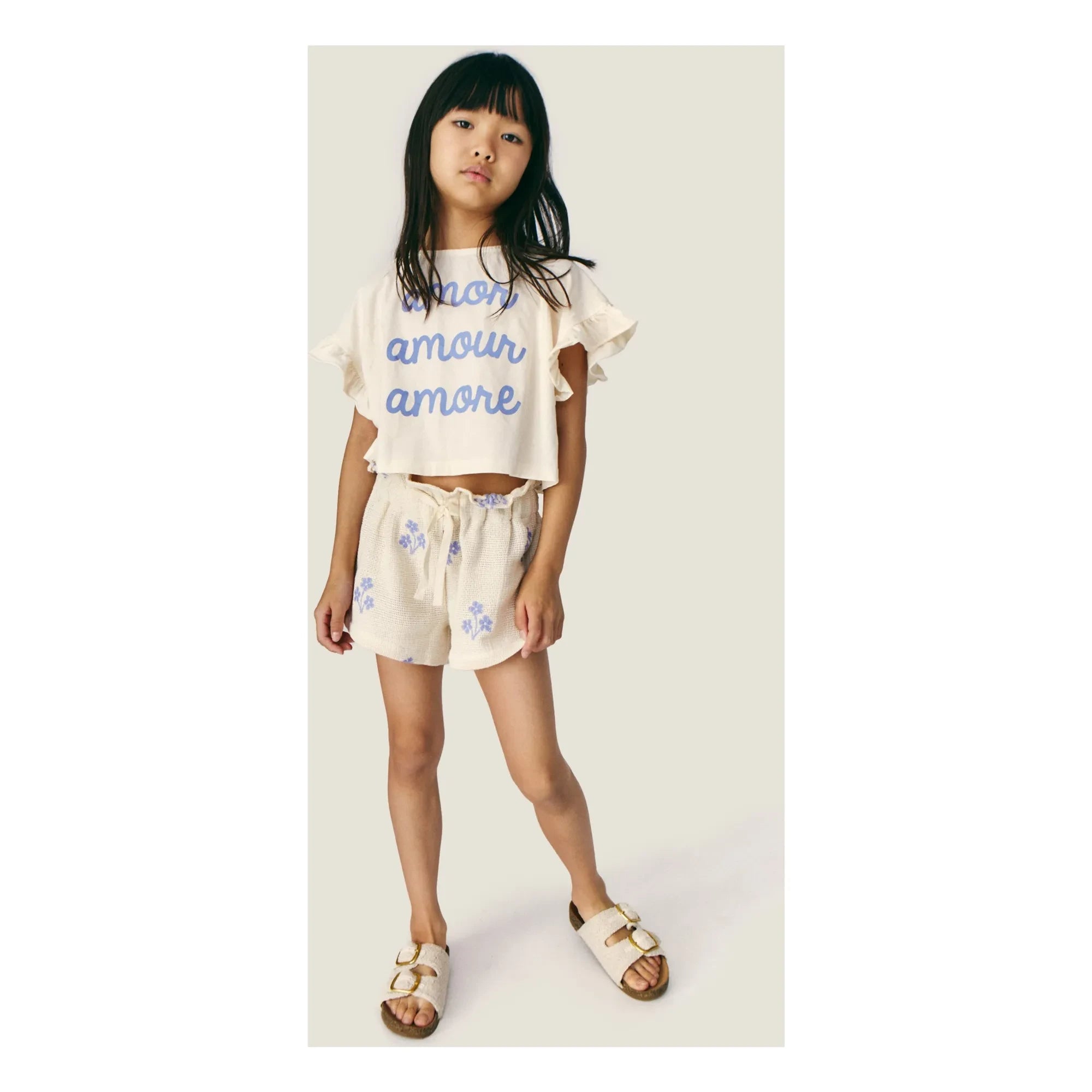 Mipounet - Sandrine Bio-Baumwoll Blumen Shorts | Ecru