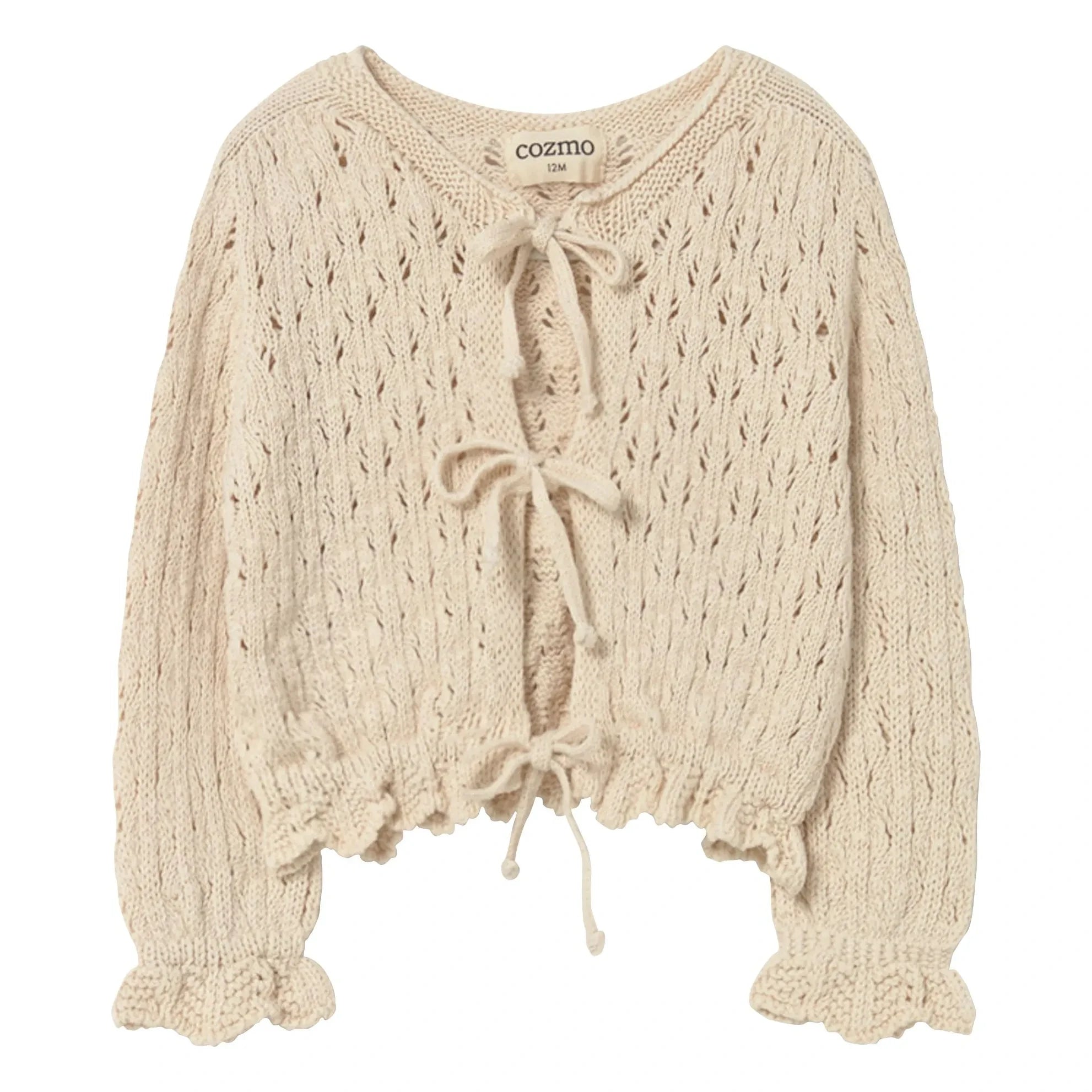 Cozmo - Ivy Pointelle Recycelte Faser Strickjacke | Elfenbein