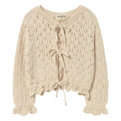 Cozmo - Ivy Pointelle Recycelte Faser Strickjacke | Elfenbein
