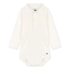 Petit Bateau - Ceddy Baby Body aus Bio-Baumwolle mit Polokragen | Weiß