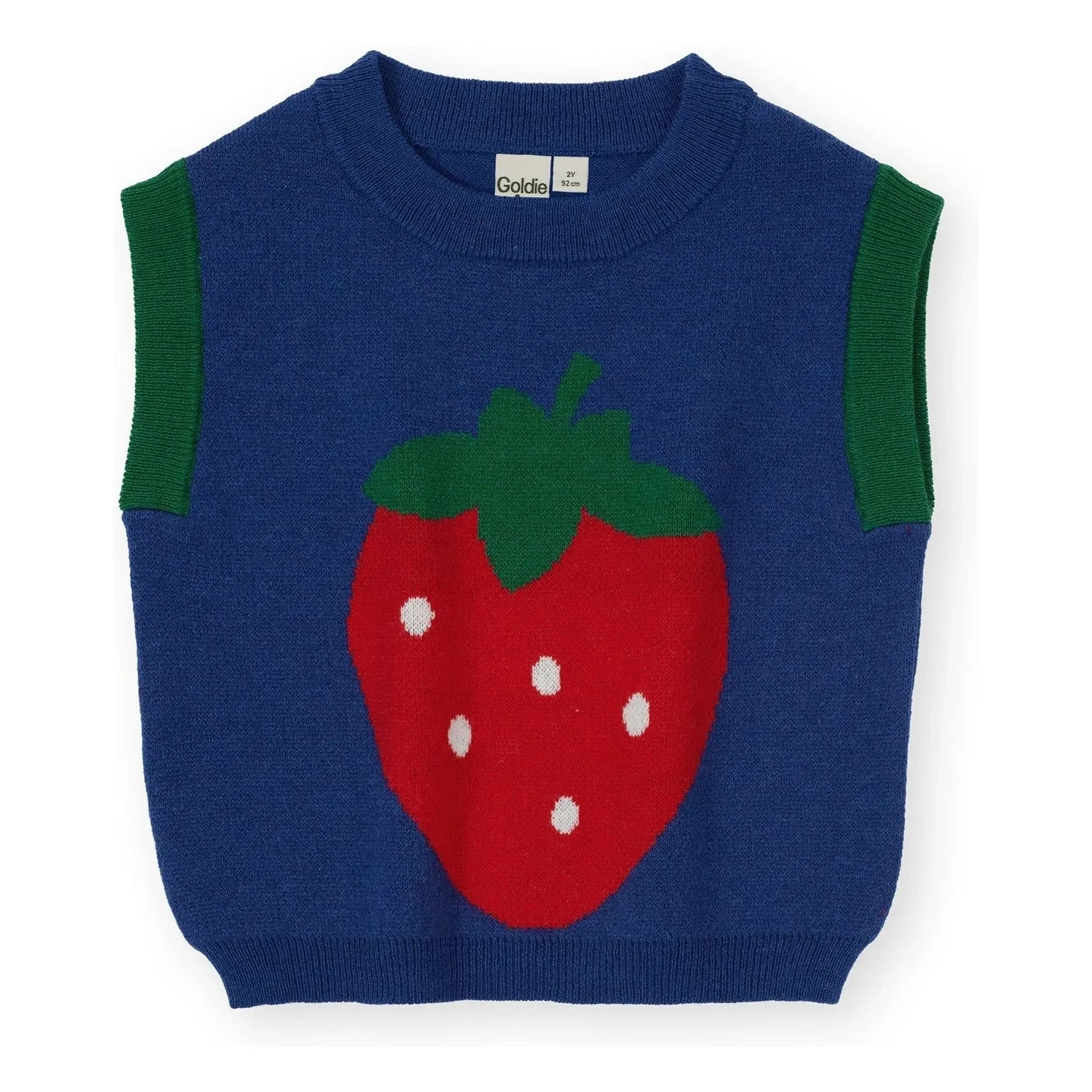 Goldie + Ace - Ärmelloser Pullover mit Erdbeeren | Dunkelblau
