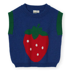 Goldie + Ace - Ärmelloser Pullover mit Erdbeeren | Dunkelblau