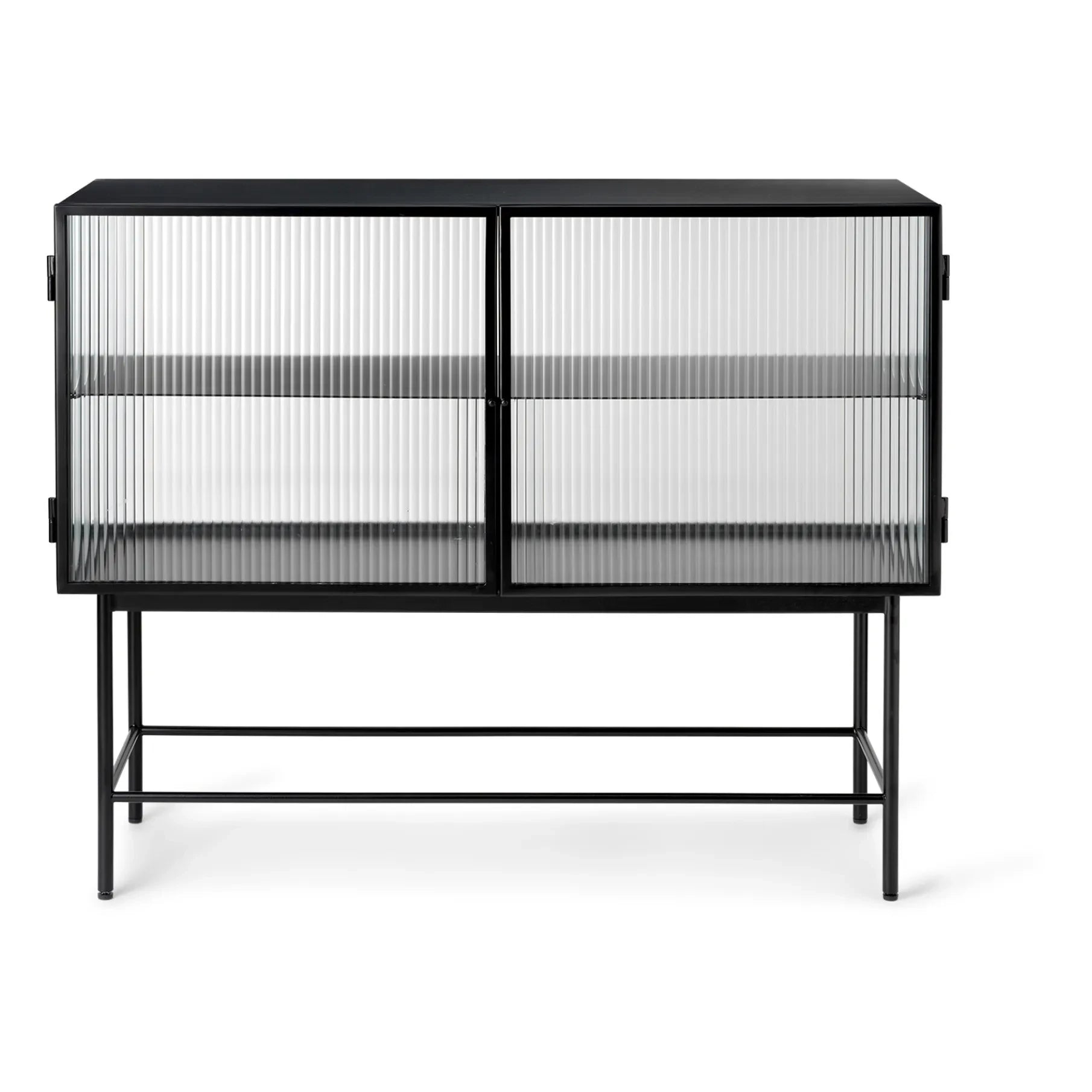 Ferm Living - Haze Gestreifte Glas- und Metallkonsole | Schwarz