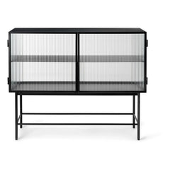 Ferm Living - Haze Gestreifte Glas- und Metallkonsole | Schwarz