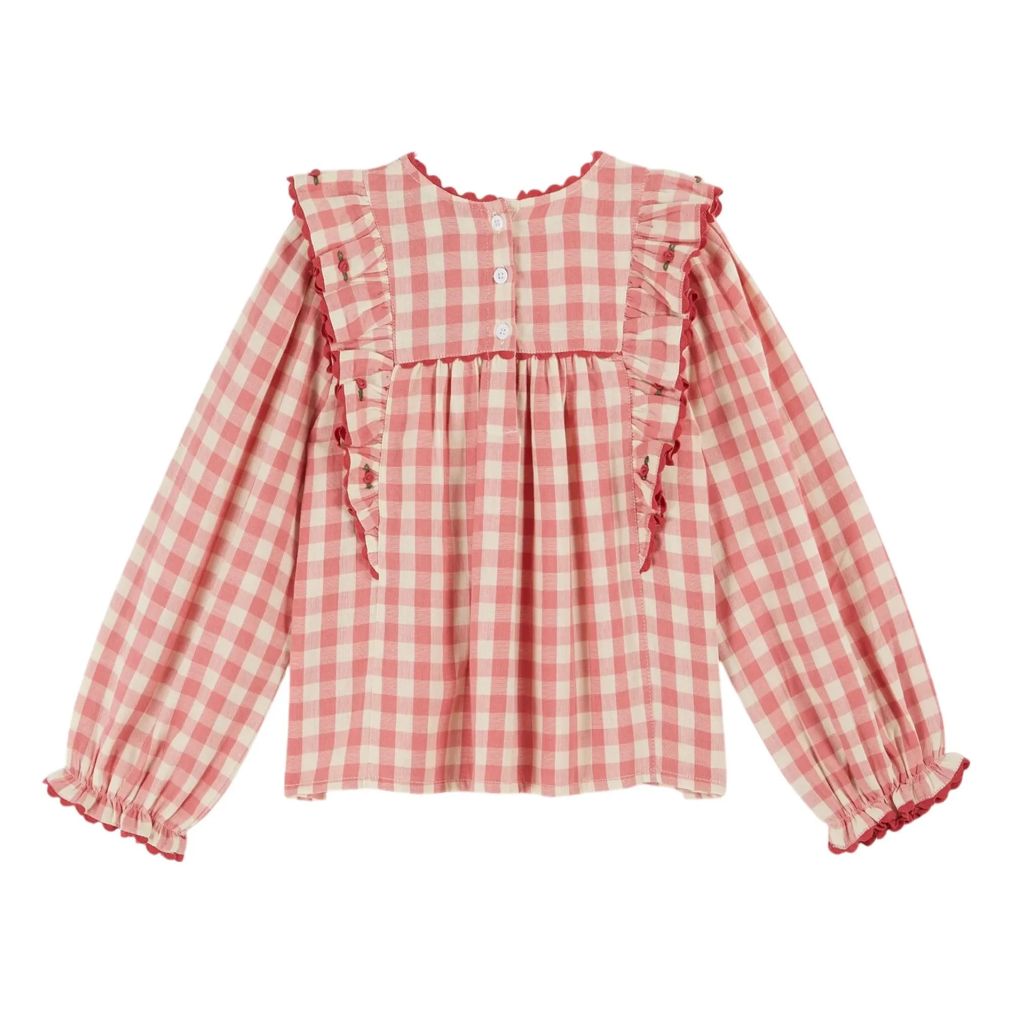 Emile et Ida - Rosa Vichy-Volantbluse