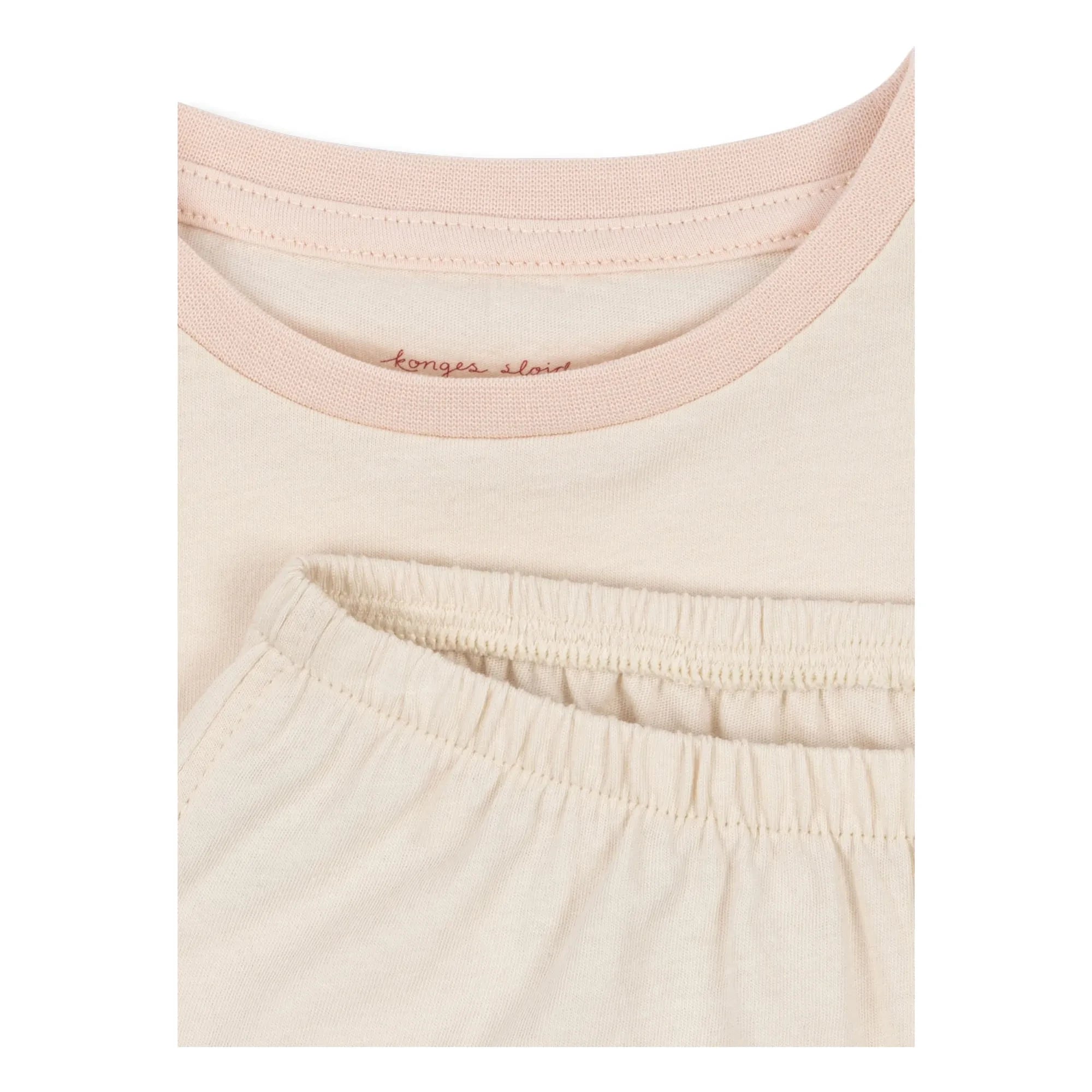 Konges Sløjd - Famo Cerises Set aus Bio-Baumwoll-T-Shirt und Volant-Shorts | Cremefarben