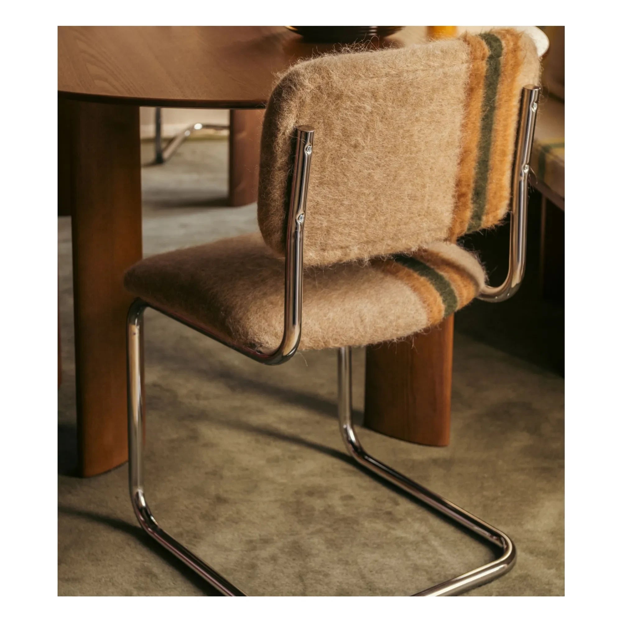 The Socialite Family - Streifiger Mohair-Stoff Classica Stuhl | Braun