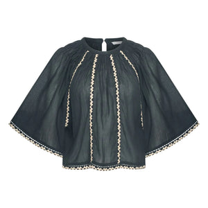By Bar - Emmi Bestickte Bio-Baumwollbluse | Carbon