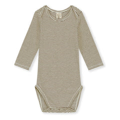 Gray Label - Gestreifter Body Bio-Baumwolle | Khakibraun