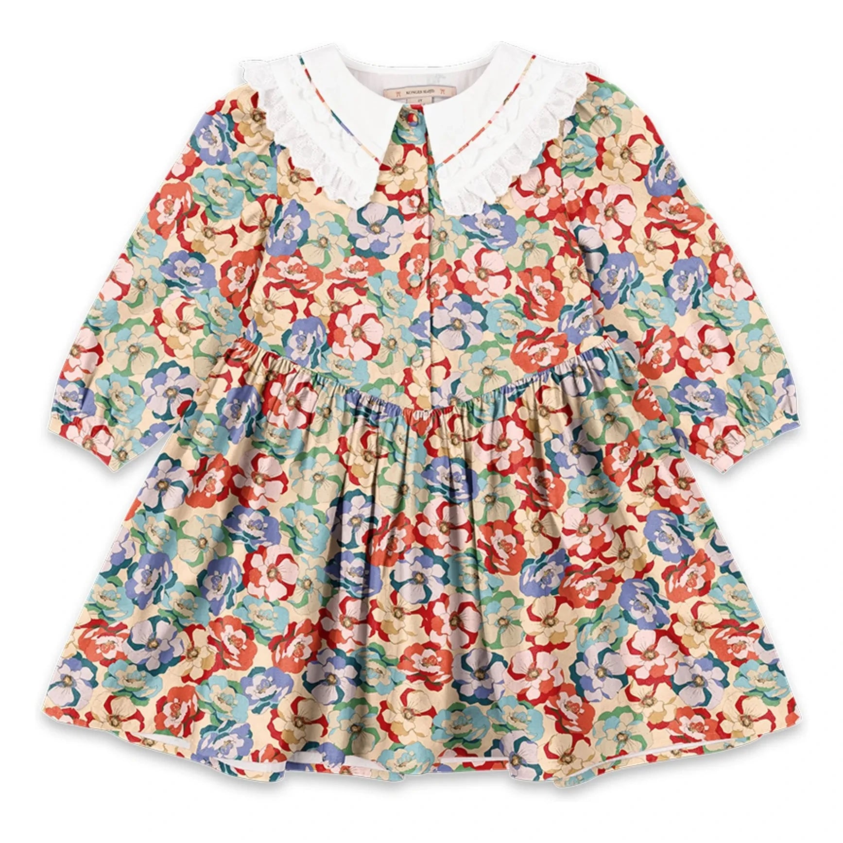 Konges Sløjd - Kleid mit Blumenkragen aus Bio-Baumwolle | Beige