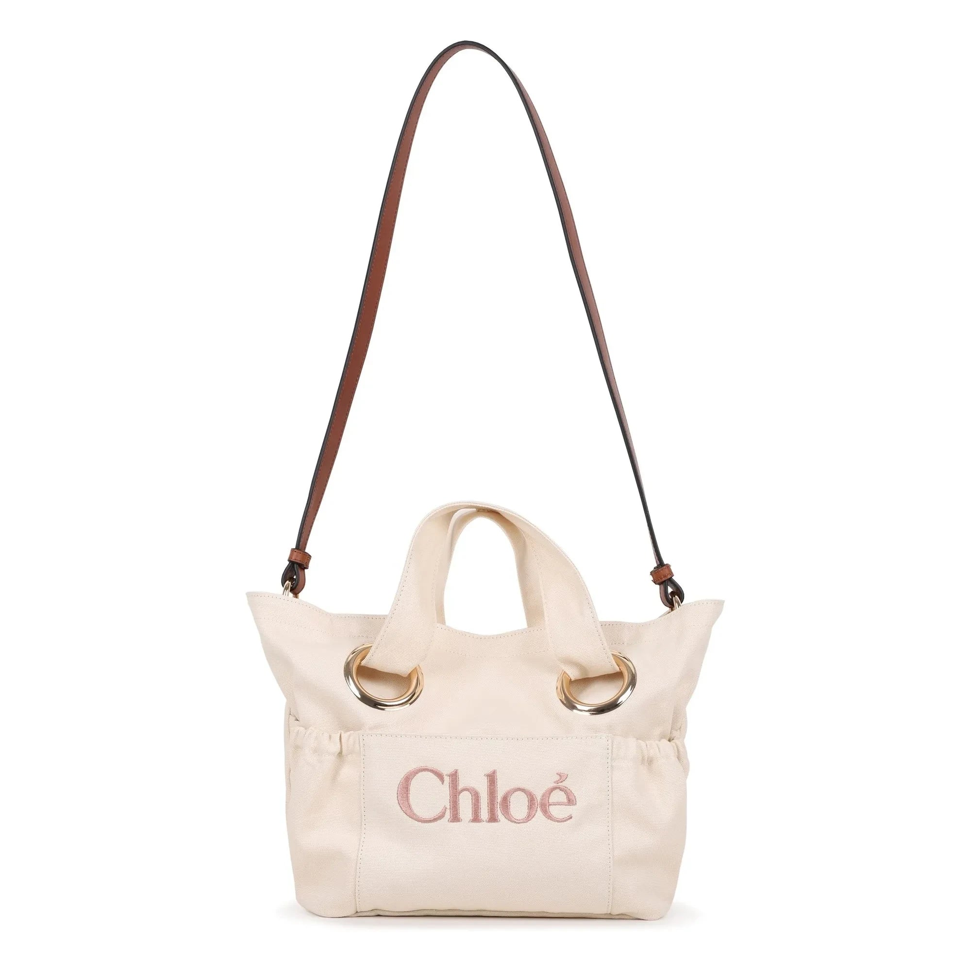 Chloé – Tragetasche aus Bio-Baumwolle mit Logo | Chalk