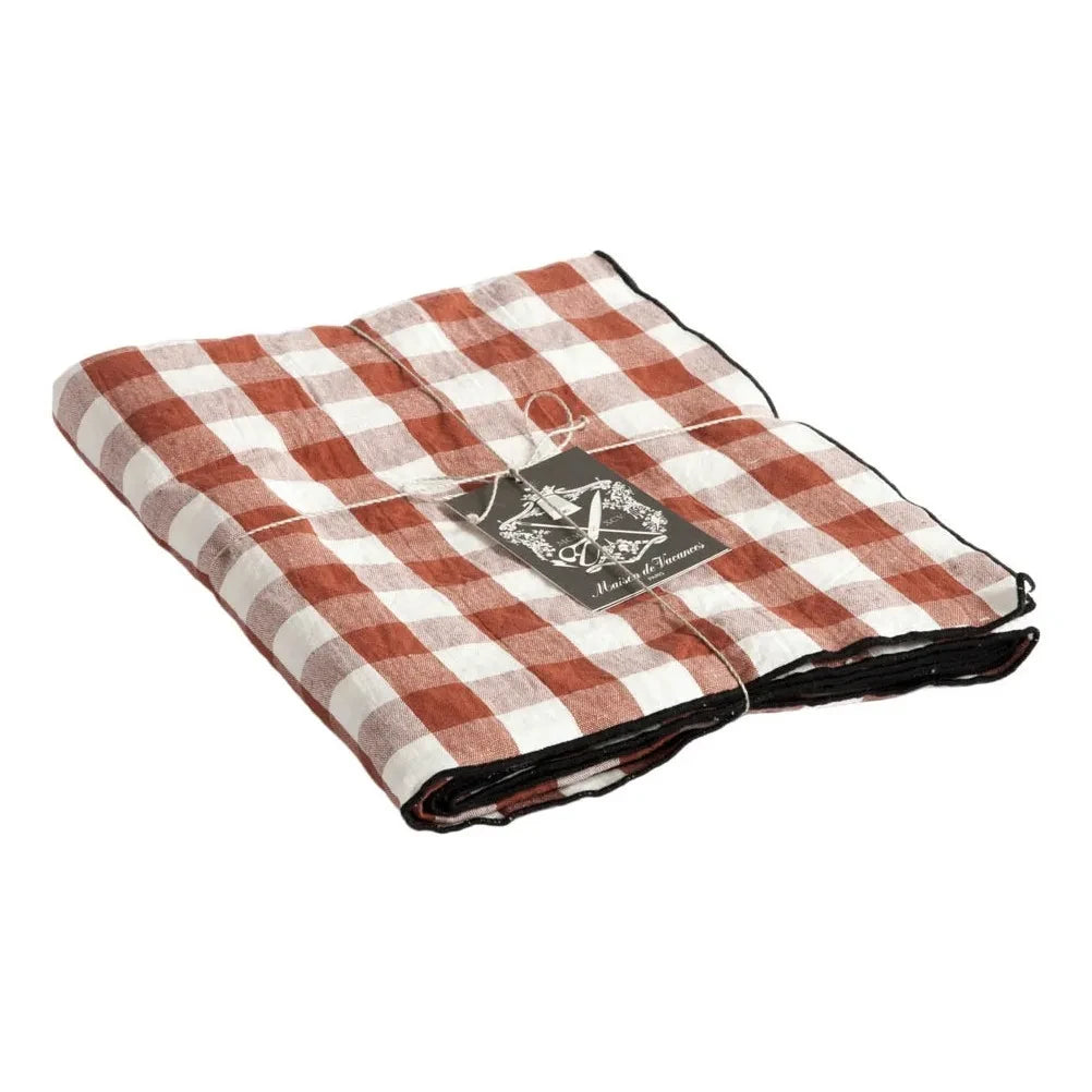 Maison de Vacances - Bourdon Schwarzes Netztischdecken Vichy Rechteckige Tischdecke | Vichy Argile