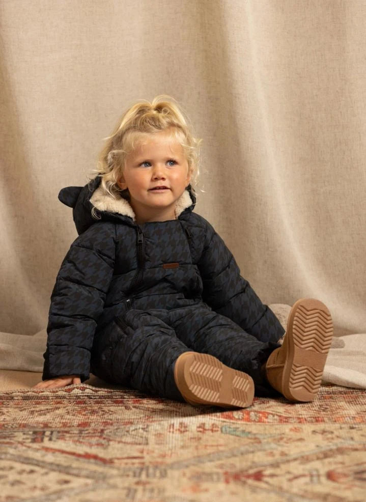Töastie - Aus recycelten Fasern hergestellter wasserfester Houndstooth Cloud-Jacke | Blau