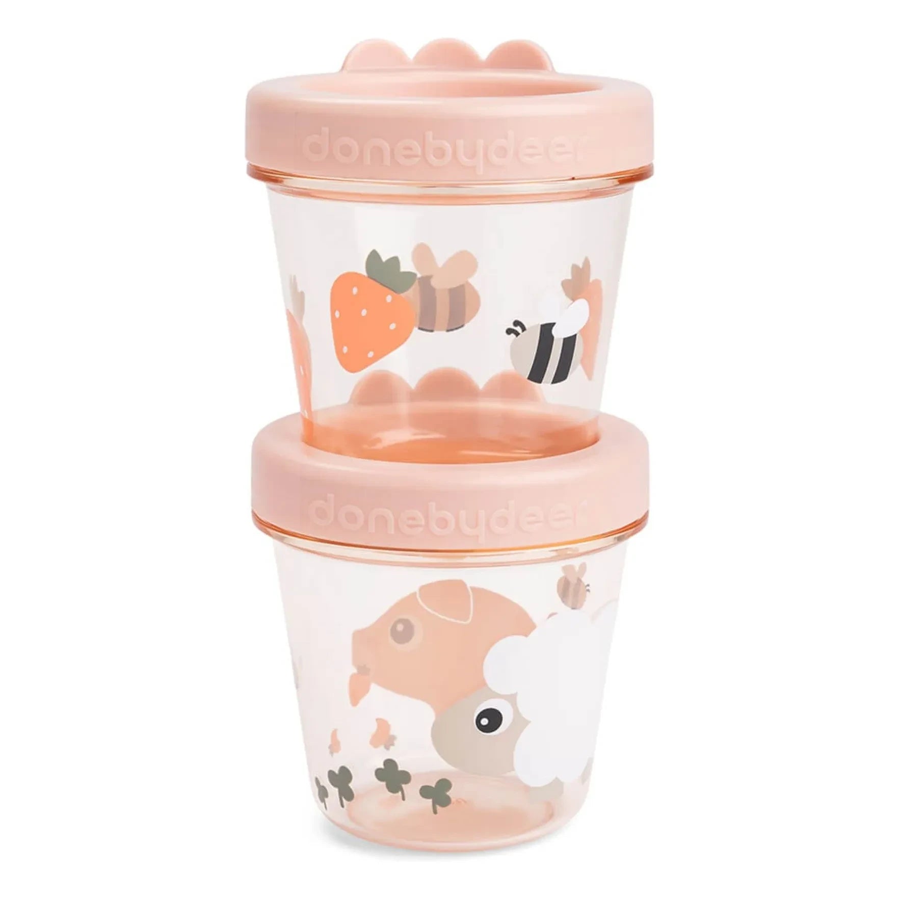 Done by deer - Tiny Farm Tritan Lunchboxen - 2er Set | Rosa
