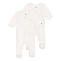 Petit Bateau - 2er-Pack Dors Bien Velours Schlafanzug-Set | Weiß