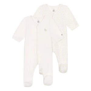 Petit Bateau - 2er-Pack Dors Bien Velours Schlafanzug-Set | Weiß