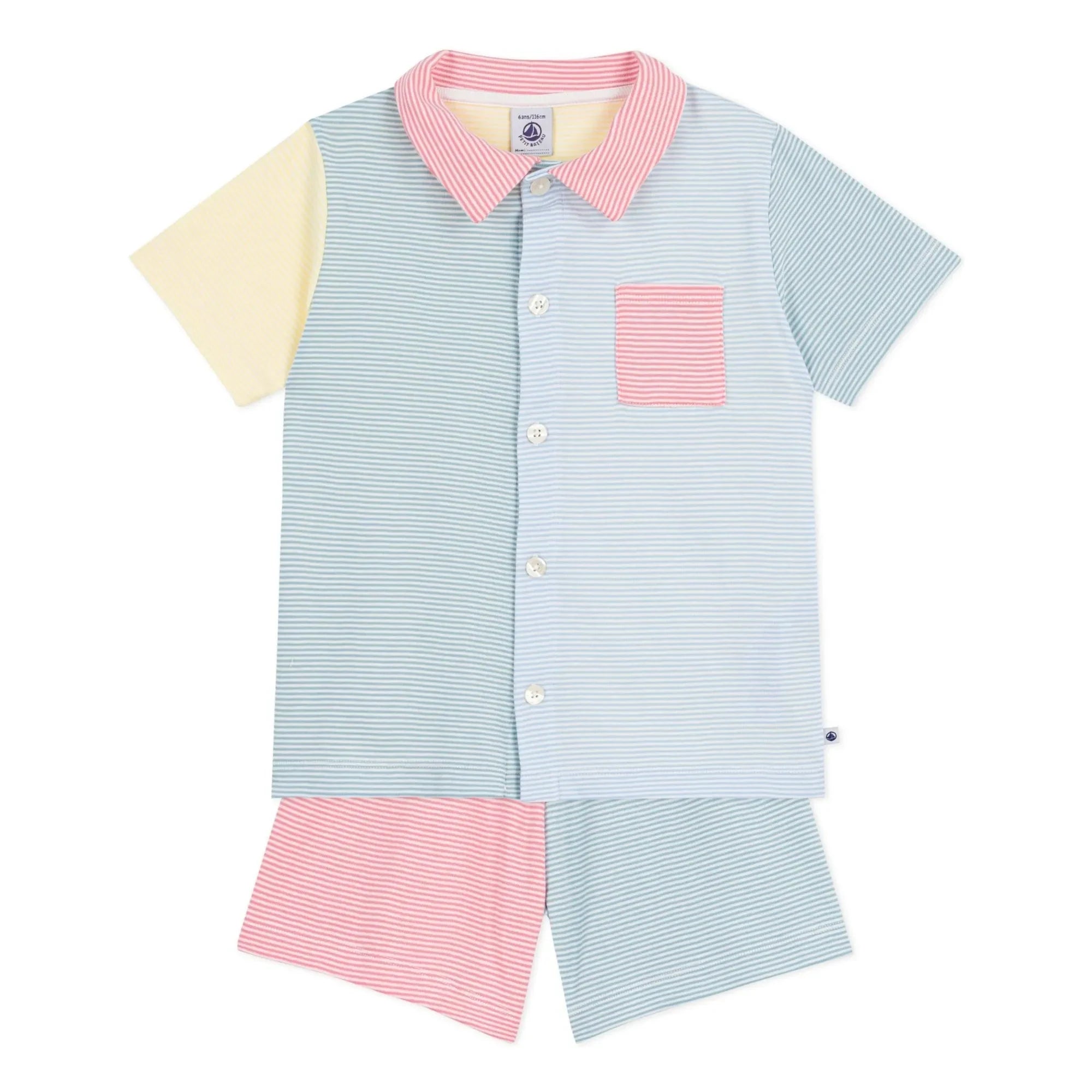 Petit Bateau - Kurzer Schlafanzug mit Colour-Block-Muster Millerais | Blau