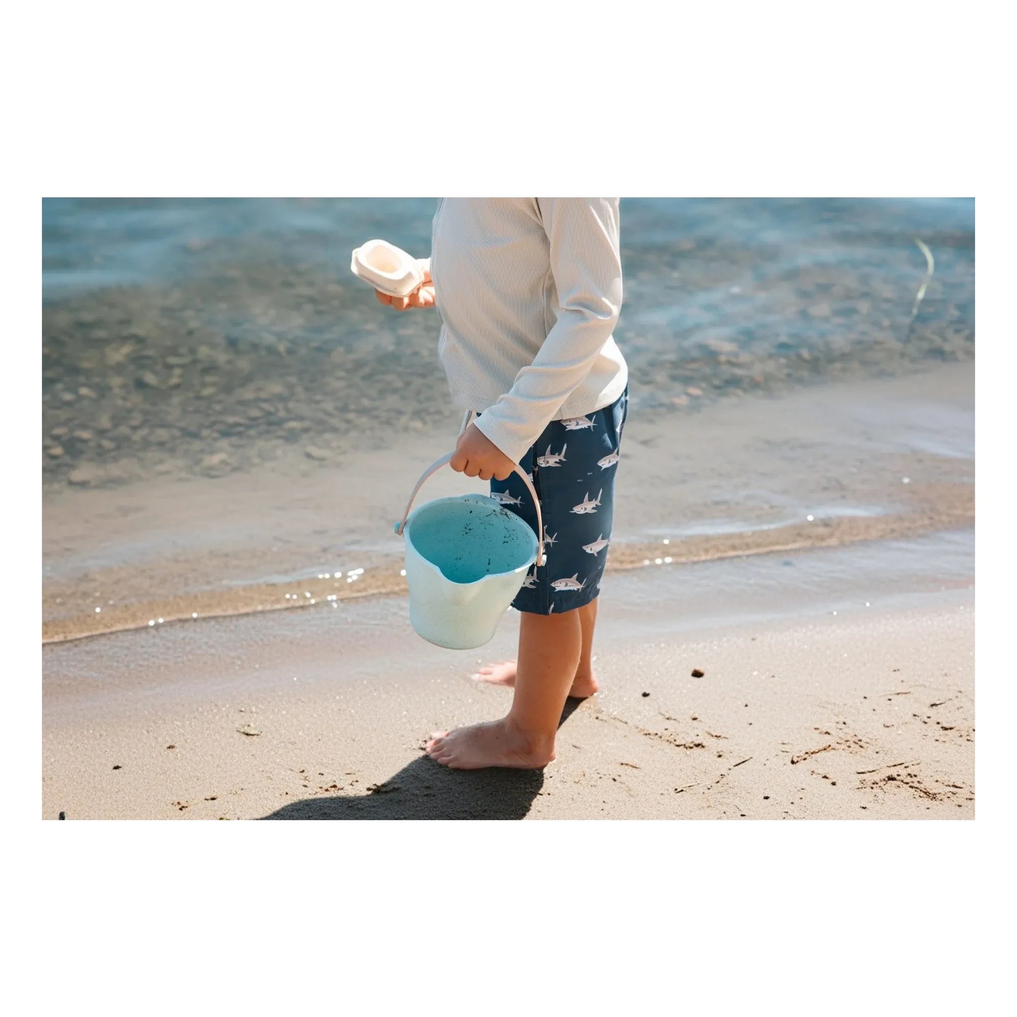 Petit Lem - Texturiertes Fischmuster UV-Schutz T-Shirt und Shorts Set recycelte Fasern | Grau