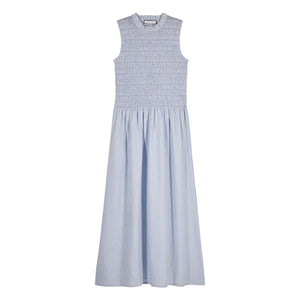 Maria de la Orden - Saint Barth gestreiftes Baumwollkleid | Hellblau