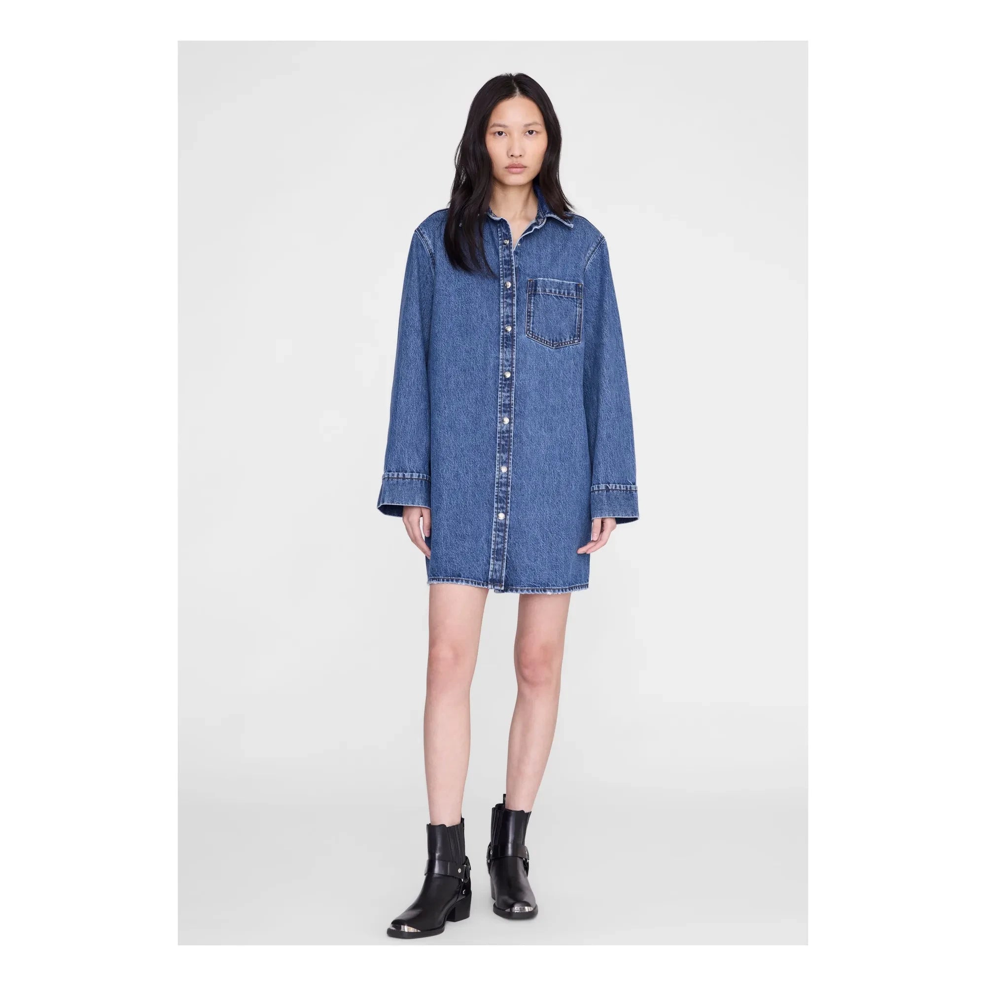 Anine Bing - Denim Mary elbise | Mavi