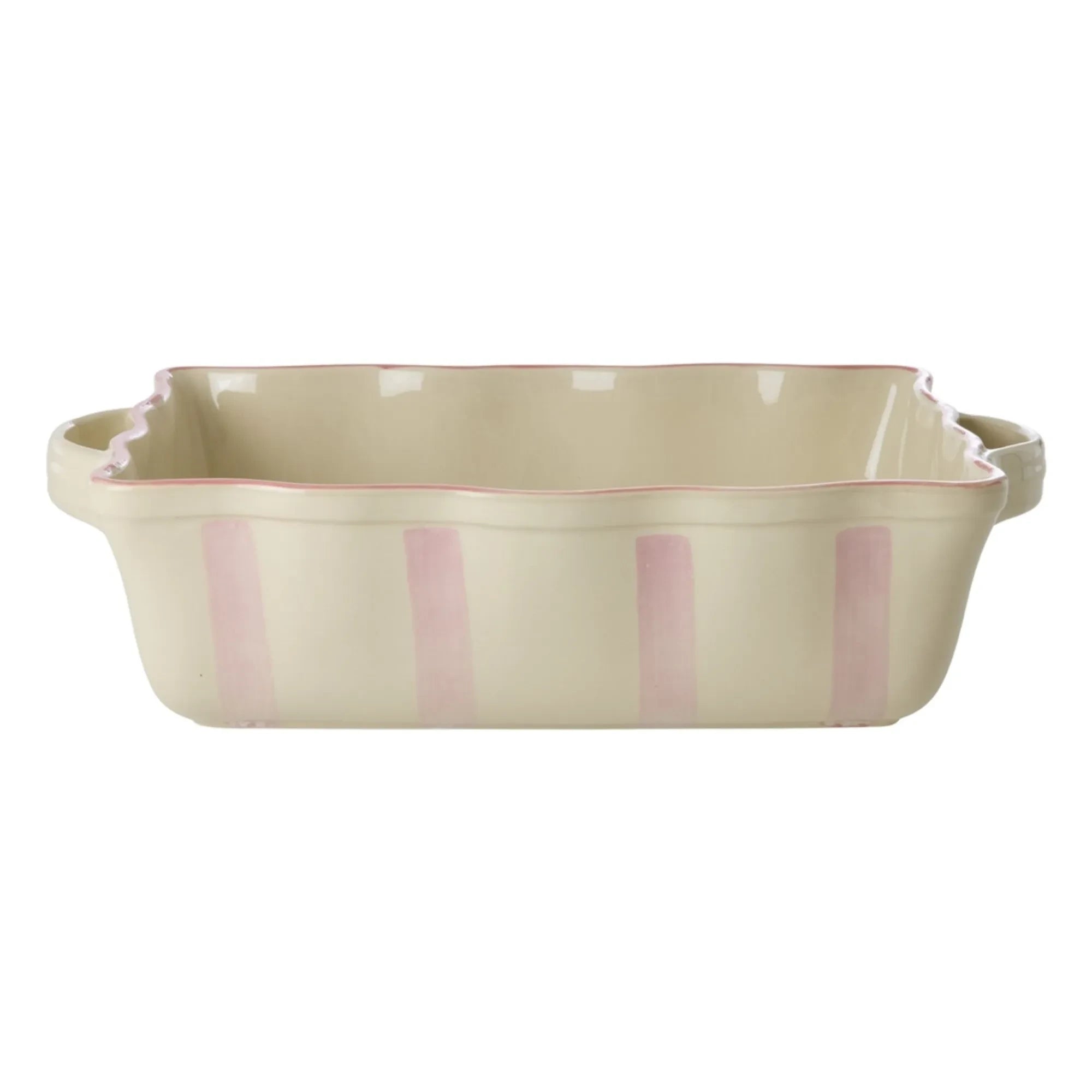 Rice - Gestreifte Keramik-Ofenform | Rosa