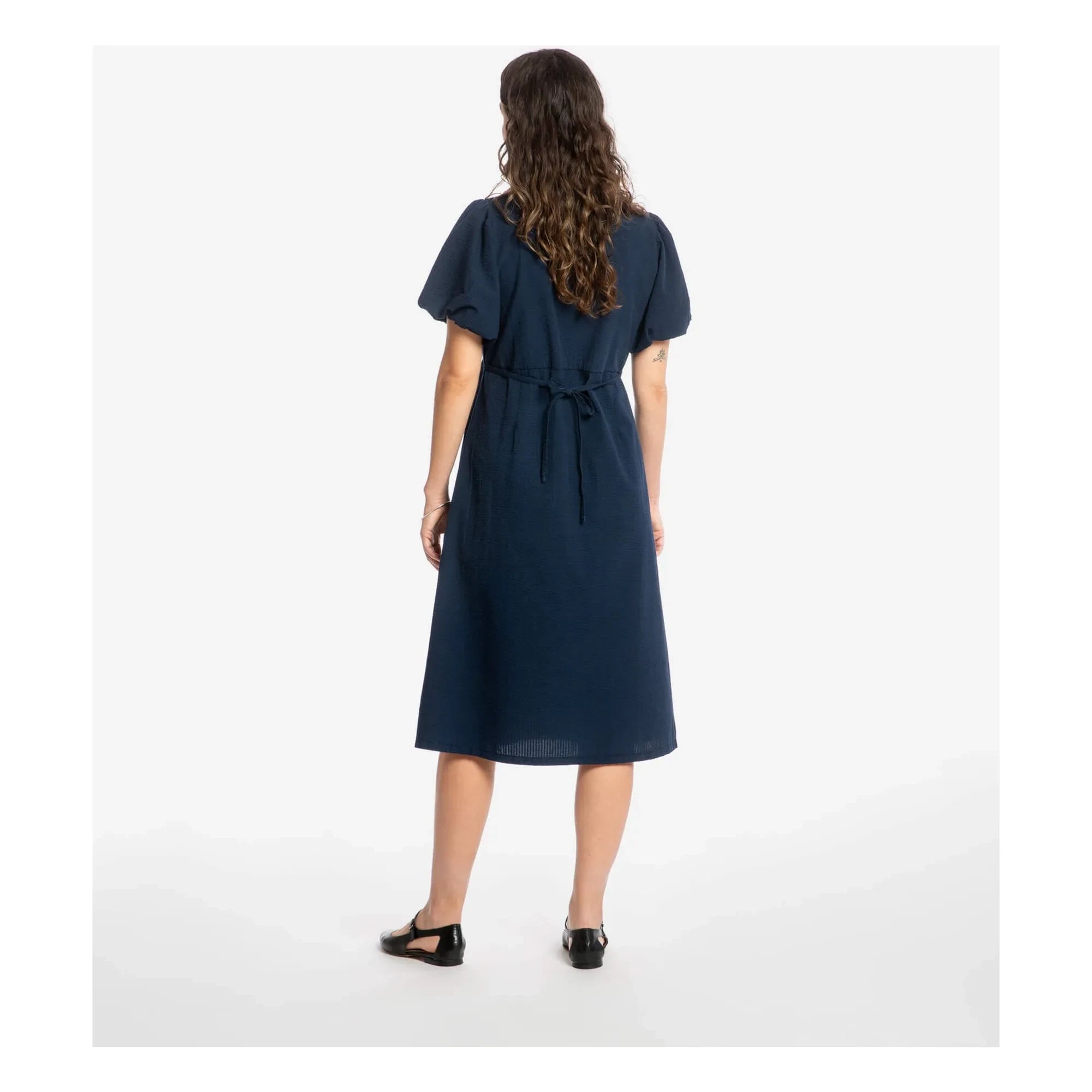Matona - Mi-Long Kleid aus Bio-Baumwolle | Dunkelblau