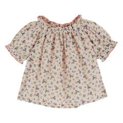 Emile et Ida - Bluse mit Blumenmuster und Raffung | Creme
