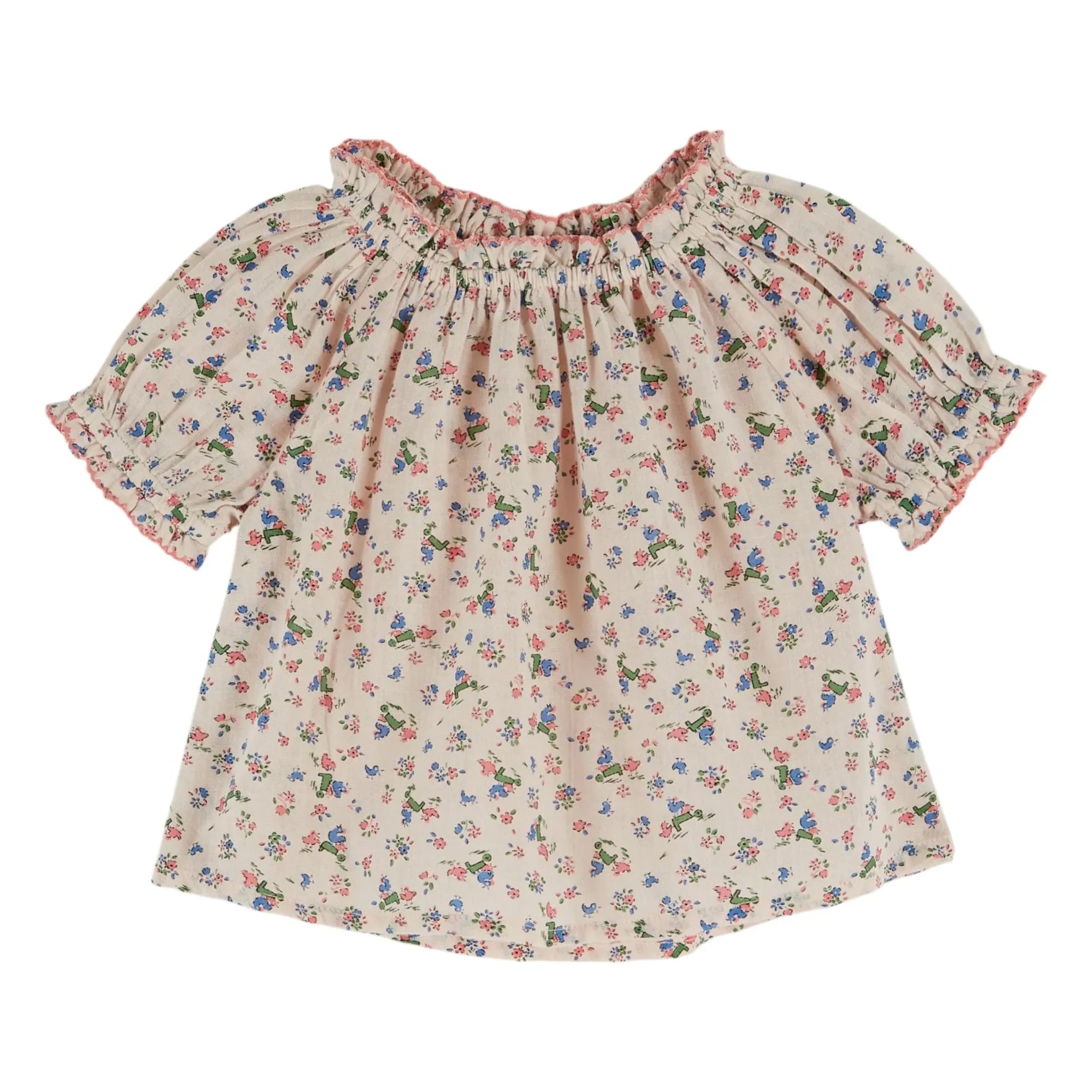 Emile et Ida - Bluse mit Blumenmuster und Raffung | Creme