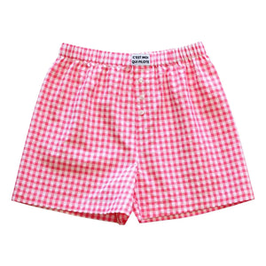 Ich bin am Steuer - Vichy Boxershorts | Rosa