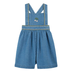 Emile et Ida - Kurzer Denim-Overall mit Kirschstickerei | Blau
