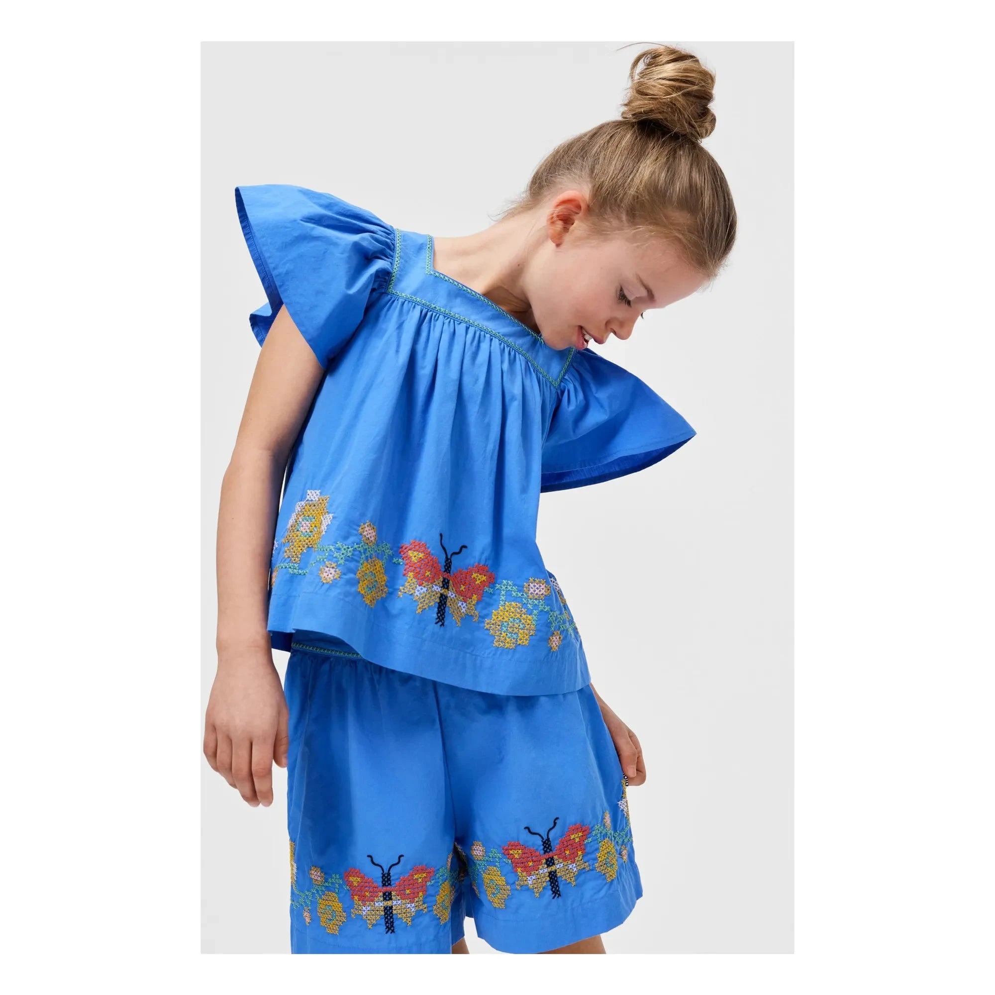 Molo - Rosalyn Butterfly Bio-Baumwoll-Rüschen-Top | Blau