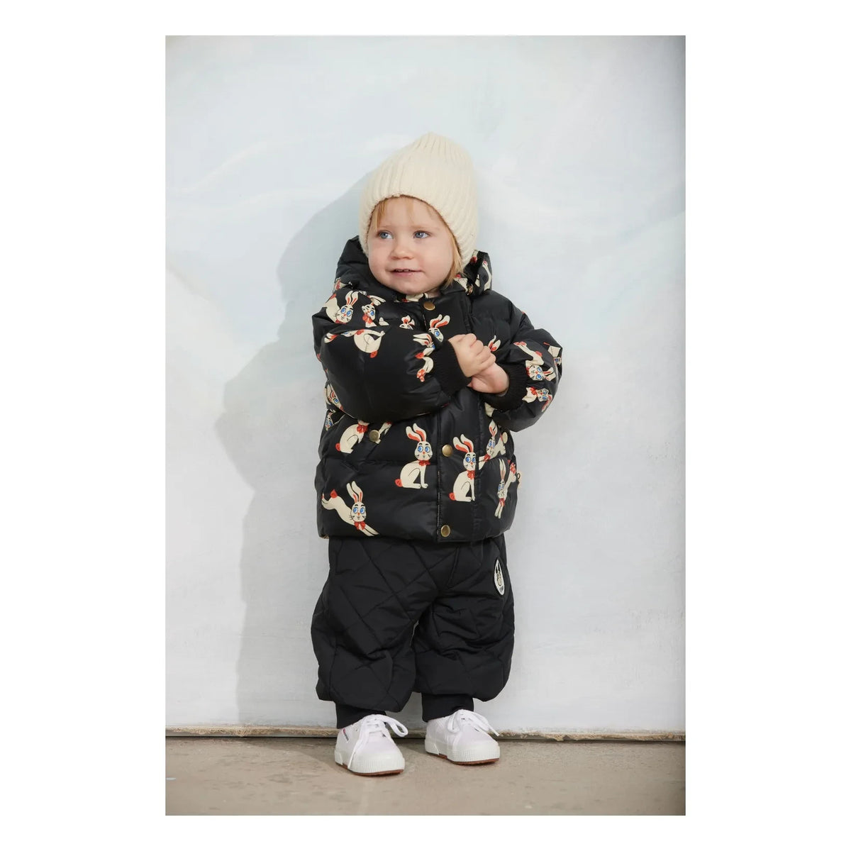 Mini Rodini - Lapins Geri Dönüştürülmüş Elyaf Dolgulu Mont | Siyah