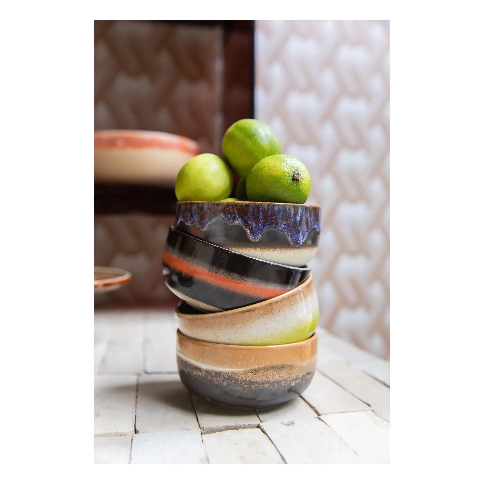 HKliving - Steingut Keramikschale - 4er-Set